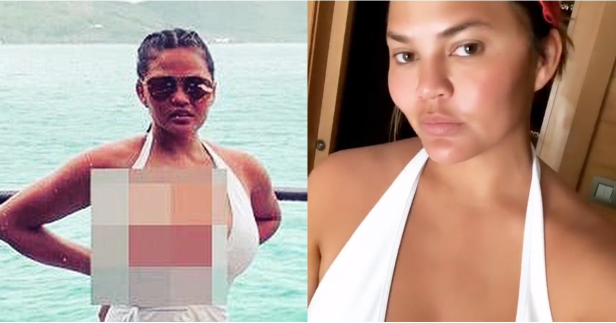 Chrissy Teigen ' s Plunging One-PieceIs So NSFW, She Blurred …