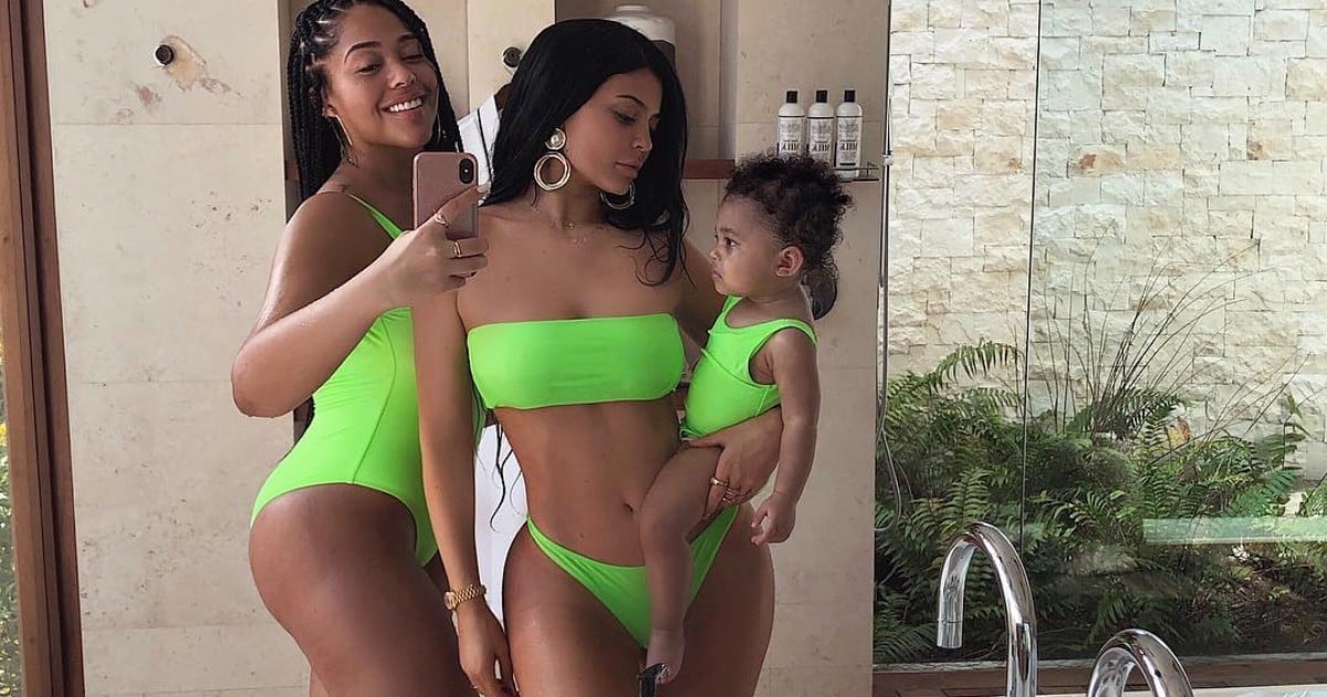 Kylie Jenner Wore Matching Neon Green Swimsuits With Stormi, and also …